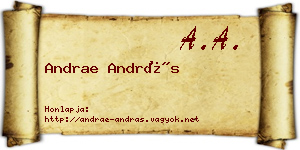 Andrae András névjegykártya